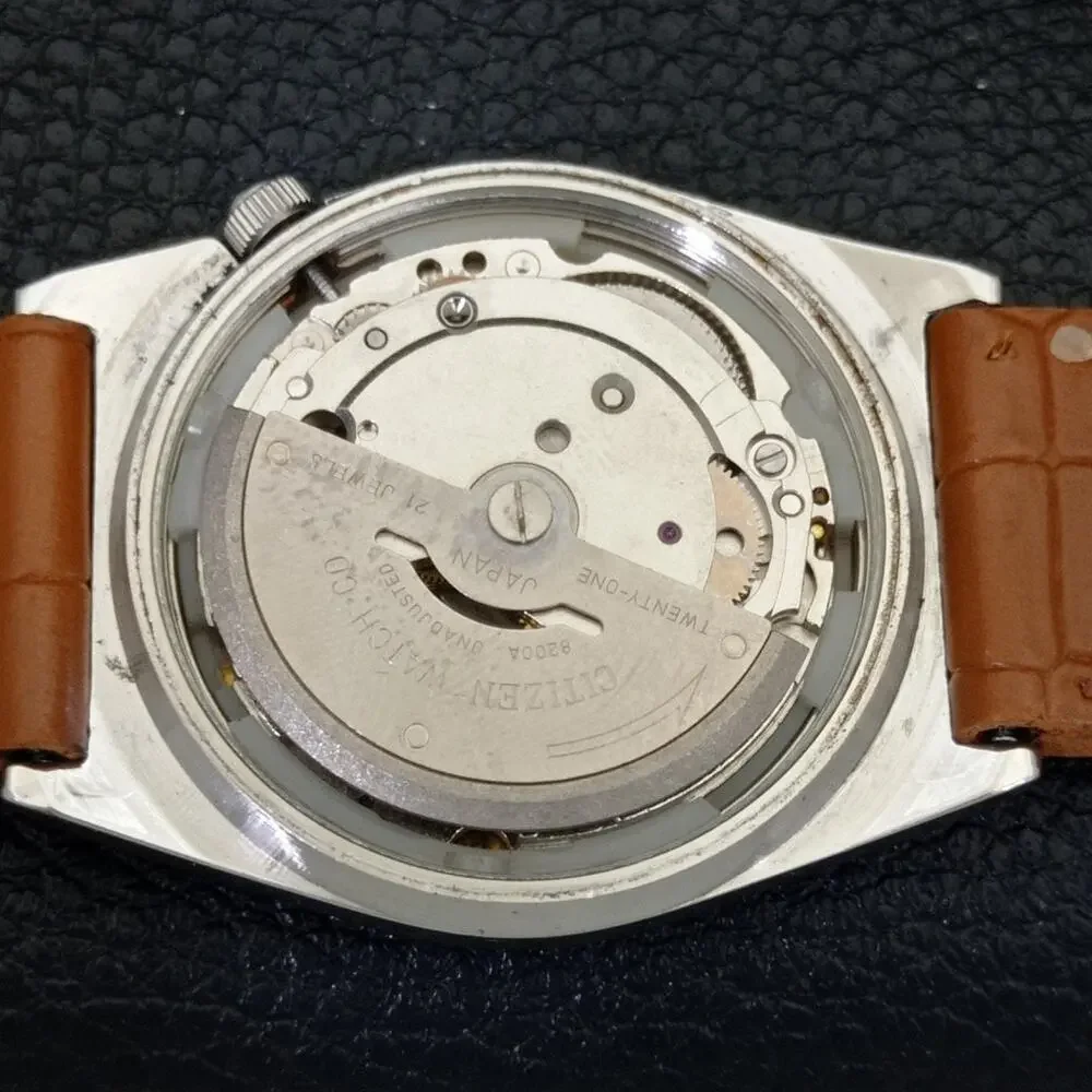 Vintage 1985 Citizen Automatic Mens Silver Watch W/daydate & Gold accents